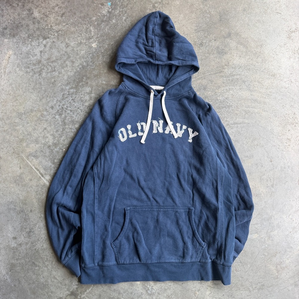 Vintage Old Navy Y2K Embroidered Spell Out Hoodie Sweatshirt Mens XL 23x28.5